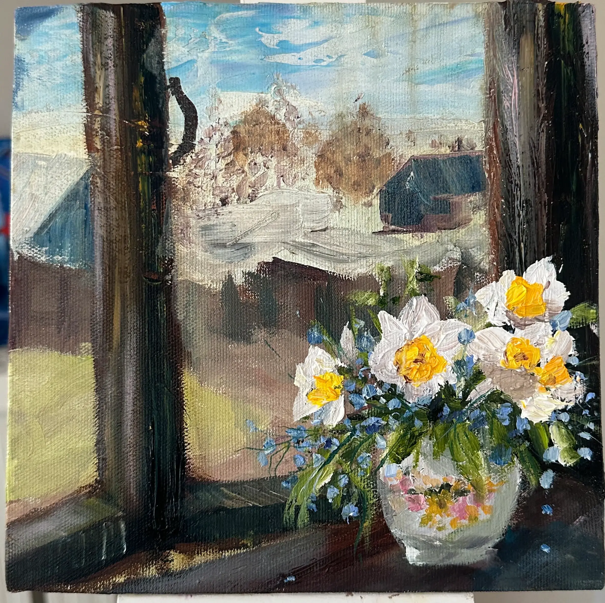Daffodils by the Window painting
