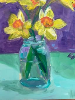 Daffodils in a Jar oil painting Reyhan Uyanik